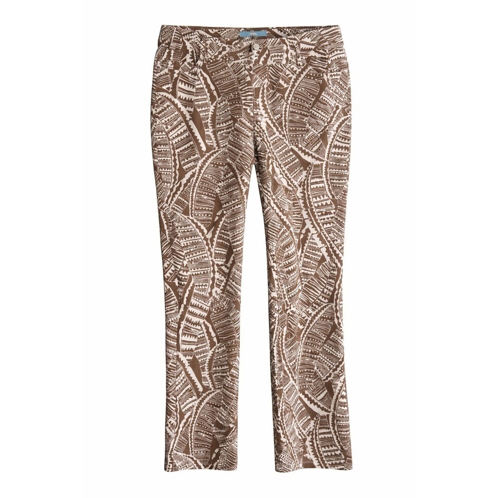 J.McLaughlin Lexi Slim Jeans Size 14 Brown Palm Print Raw Hem MSRP $198